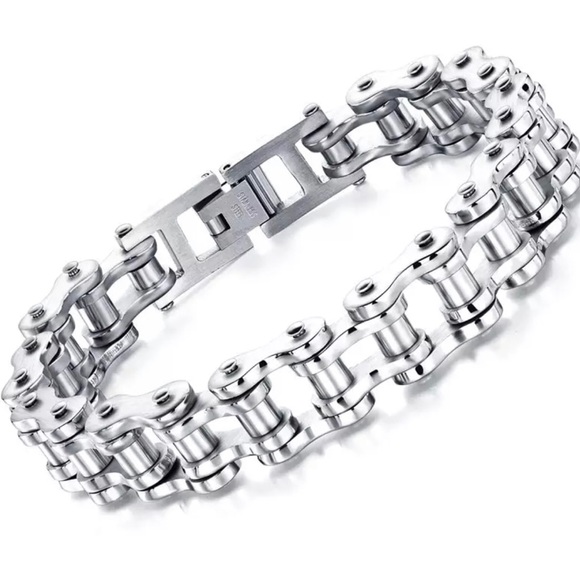 STAINLESS STEEL Men Rock Punk Biker Bicycle Bracel - Picture 3 of 8